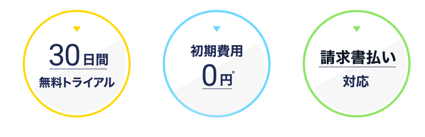 30日間無料トライアル・初期費用0円・請求書払い対応