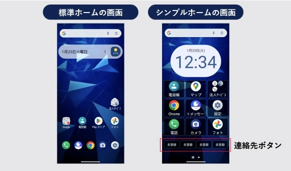 シンプルなホーム画面