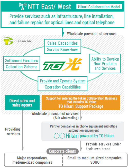 ティーガイアが提供する光アクセスサービス「TG光」ビジネスモデル図